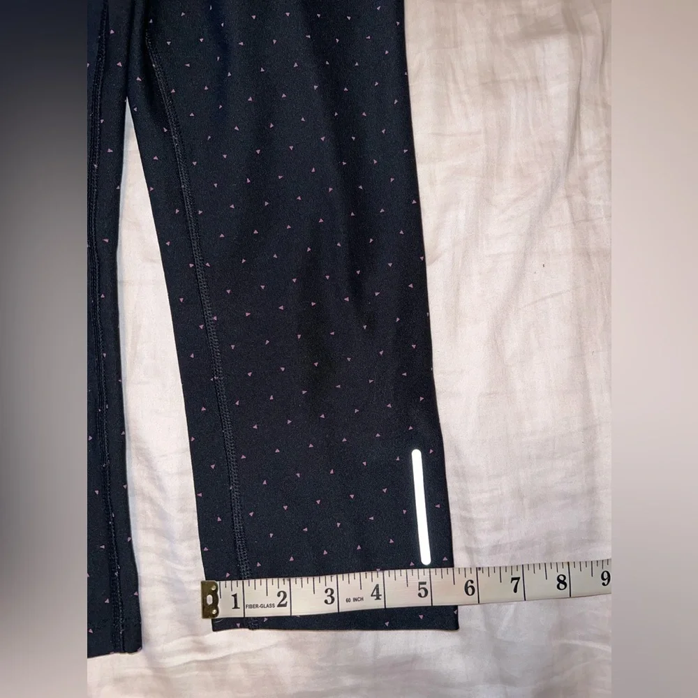 Nike Dri-FIT Capri Leggings Pink Black Polka Dot Print Size XS